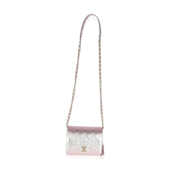 Chanel Gold Pink Ombre Metallic Lambskin Like A Wallet Flap Bag - Picture 6 of 8
